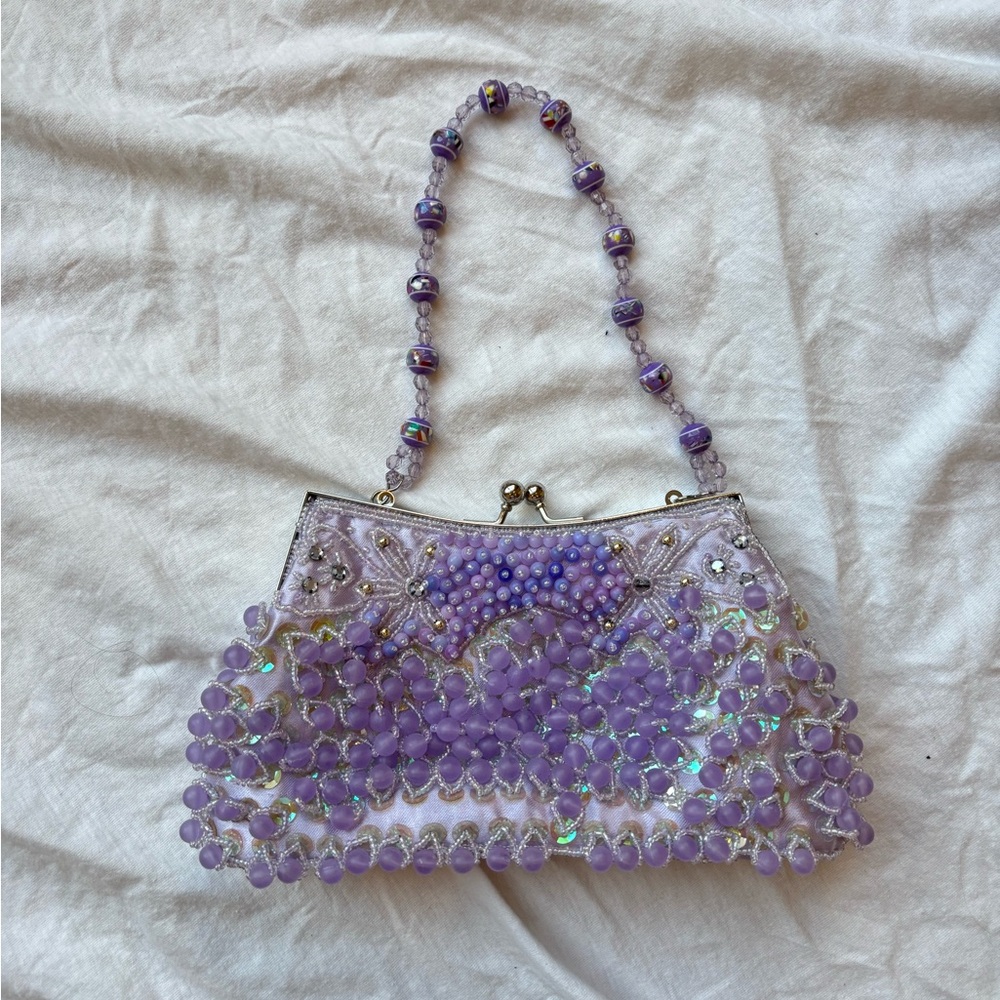 Elegant Purple Beaded Women's Bag